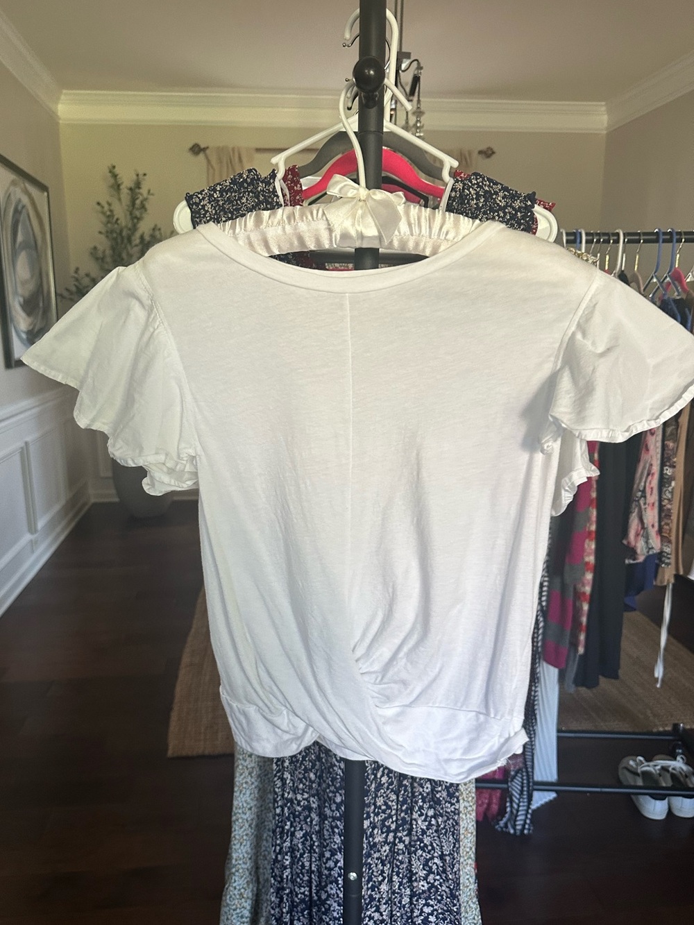 BP. White Ruffle Sleeve Top – S